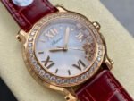 YF Factory Chopard Happy Sport 277473-5002 36mm Rose Gold Leather Strap Roman Numerals White Dial - Image 2