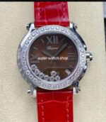 YF Factory Chopard Happy Sport 278475 36mm Steel Leather Strap Roman Numerals Brown Dial