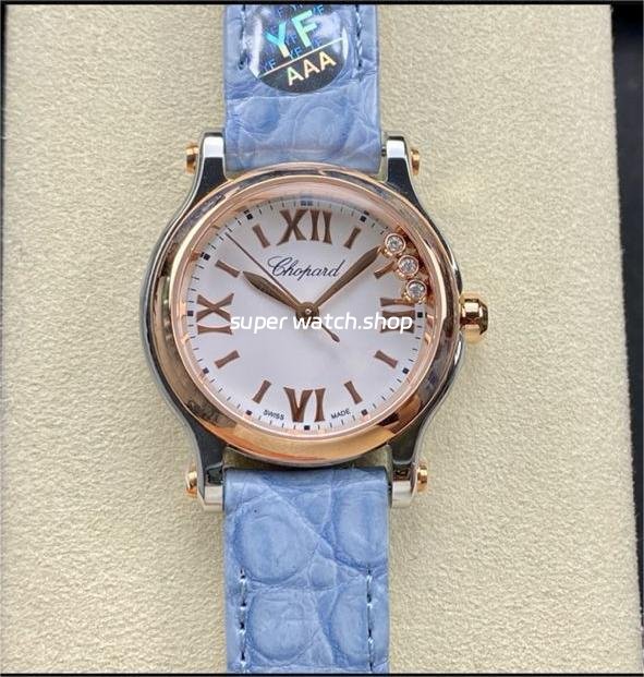 YF-Factory-Chopard-Happy-Sport-278590-6001-30mm-Rose-Gold-Bezel-Steel-Sky-Blue-Leather-Strap-Roman-4.jpg YF Factory Chopard Happy Sport 278590-6001 30mm Rose Gold Bezel Steel Sky Blue Leather Strap Roman Numerals White Dial - Image 1