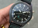 YL Factory IWC Pilot IW389005 44.5mm Ceramic Textile Strap Arabic Numerals Black Dial - Image 3
