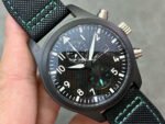 YL Factory IWC Pilot IW389005 44.5mm Ceramic Textile Strap Arabic Numerals Black Dial - Image 2