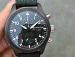 YL Factory IWC Pilot IW389005 44.5mm Ceramic Textile Strap Arabic Numerals Black Dial