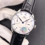 YL Factory IWC Portuguese IW500107 42mm Steel Leather Strap Blue Arabic Number White Dial - Image 4