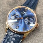 YL Factory IWC Portuguese IW500713 42.3mm Rose Gold Leather Strap Rose Gold Arabic Number Blue Dial - Image 3