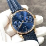 YL Factory IWC Portuguese IW500713 42.3mm Rose Gold Leather Strap Rose Gold Arabic Number Blue Dial - Image 2