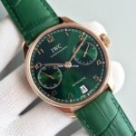 YL Factory IWC Portuguese IW500713 42.3mm Rose Gold Leather Strap Rose Gold Arabic Number Dark Green Dial - Image 2