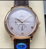YMS Factory Omega De Ville Prestige 434.53.41.21.02.001 41mm Yellow Gold Leather Strap Roman Numerals Silver Dial