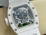 YS Factory Richard Mille RM052 44mm Ceramics&Titanium White Rubber Strap Green Skeletonized Skull Dial - Image 7