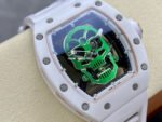 YS Factory Richard Mille RM052 44mm Ceramics&Titanium White Rubber Strap Green Skeletonized Skull Dial - Image 2