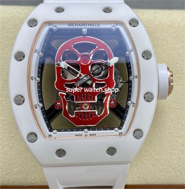YS-Factory-Richard-Mille-RM052-44mm-CeramicsTitanium-White-Rubber-Strap-Red-Skeletonized-Skull-Dial-6.jpg YS Factory Richard Mille RM052 44mm Ceramics&Titanium White Rubber Strap Red Skeletonized Skull Dial - Image 1