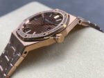 ZF Factory Audemars Piguet Royal Oak Lady 33mm Diamond Bezel Full Rose Gold Brown Dial - Image 6
