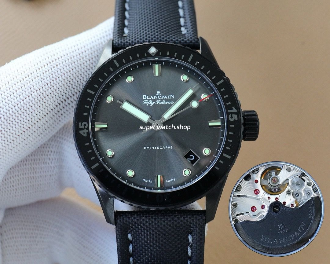 ZF-Factory-Blancpain-Fifty-Fathoms-Bathyscaphe-5000-1110-B52A-43mm-Ceramic-Textile-Strap-Grey-Dial-6.jpg ZF Factory Blancpain Fifty Fathoms Bathyscaphe 5000-1110-B52A 43mm Ceramic Textile Strap Grey Dial - Image 1