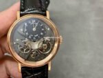 ZF Factory Breguet Tradition 7057br-g9-9w6 40mm Rose Gold Leather Strap Roman Numerals Black Dial