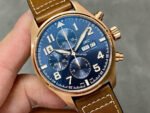 ZF Factory IWC Pilot Chronograph IW377721 43mm Rose Gold Leather Strap Blue Arabic Numerals Dial - Image 2