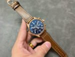 ZF Factory IWC Pilot Chronograph IW377721 43mm Rose Gold Leather Strap Blue Arabic Numerals Dial - Image 4