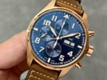 ZF Factory IWC Pilot Chronograph IW377721 43mm Rose Gold Leather Strap Blue Arabic Numerals Dial - Image 3