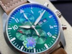 ZF Factory IWC Pilot Chronograph IW377726 43mm Steel Leather Strap Arabic Numerals Green Dial - Image 2