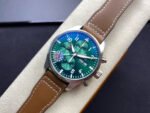 ZF Factory IWC Pilot Chronograph IW377726 43mm Steel Leather Strap Arabic Numerals Green Dial - Image 4