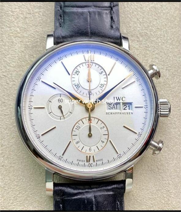 ZF-Factory-IWC-Portofino-Chronograph-IW391031-42mm-Steel-Leather-Strap-Silver-Dial-1.jpg ZF Factory IWC Portofino Chronograph IW391031 42mm Steel Leather Strap Silver Dial - Image 1