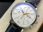 ZF Factory IWC Portofino Chronograph IW391031 42mm Steel Leather Strap Silver Dial - Image 3