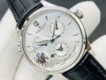 ZF Factory Jaeger-LeCoultre Master Geographic Q1428421 39mm Steel Leather Strap Silver Dial - Image 4