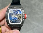 ZF Factory Richard Mille RM 055 42.7mm Carbon Fiber Black Rubber Strap Skeletonized White Dial