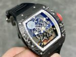 ZF Factory Richard Mille RM 055 42.7mm Carbon Fiber Black Rubber Strap Skeletonized White Dial - Image 2