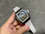 ZF Factory Richard Mille RM 055 42.7mm Carbon Fiber White Rubber Strap Skeletonized White Red Dial