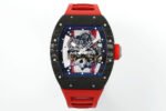 ZF Factory Richard Mille RM 055 42.7mm Titanium Red Rubber Strap Skeletonized Black Dial - Image 2