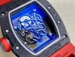 ZF Factory Richard Mille RM 055 42.7mm Titanium Red Rubber Strap Skeletonized Black Dial - Image 8