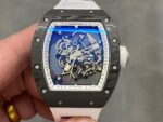 ZF Factory Richard Mille RM 055 42.7mm Titanium White Rubber Strap Skeletonized White Dial