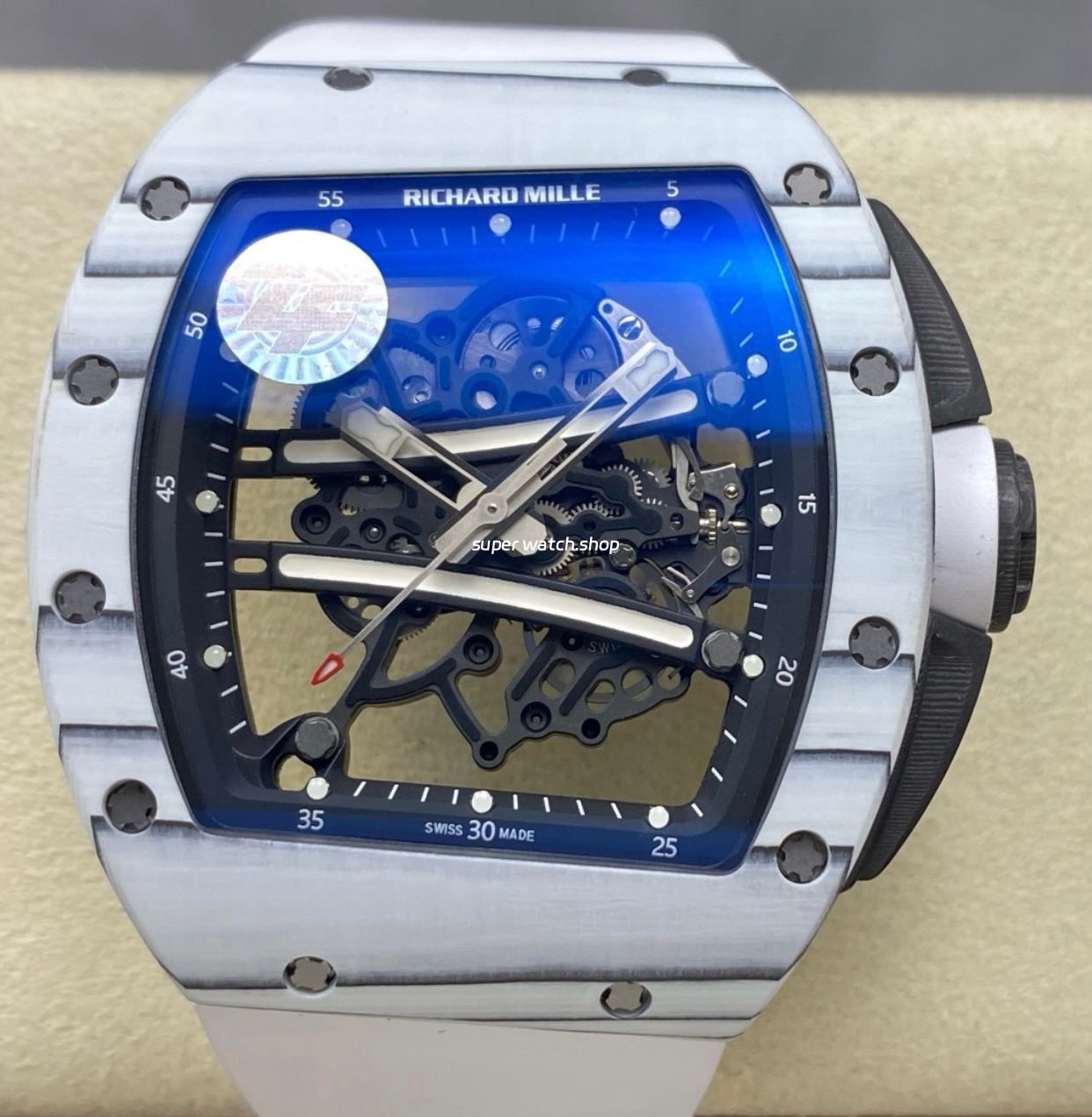 ZF-Factory-Richard-Mille-RM061-01-43mm-White-Ceramic-White-Rubber-Strap-Skeletonized-Dial-9.jpeg ZF Factory Richard Mille RM061-01 43mm White Ceramic White Rubber Strap Skeletonized Dial - Image 1