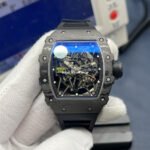 ZF Factory Richard Mille RM35-02 Black Carbon Fiber Black Rubber Strap Black Skeletonized Dial