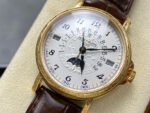 ZM Factory Patek Philippe Perpetual Calendar 5159 38mm Engraving Yellow Gold Leather Strap White Dial - Image 3