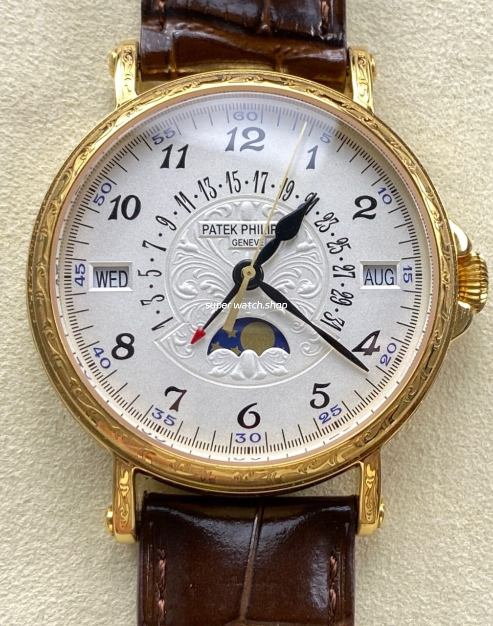 ZM-Factory-Patek-Philippe-Perpetual-Calendar-5159G-38mm-Engraving-Yellow-Gold-Leather-Strap-White-5.jpg ZM Factory Patek Philippe Perpetual Calendar 5159G 38mm Engraving Yellow Gold Leather Strap White Dial - Image 1