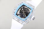RM Factory Richard Mille RM 055 43mm Transparent Crystal White Rubber Strap Skeletonized Sky Blue Dial - Image 4