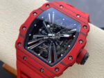 RM Factory Richard Mille RM 12-01 39mm Carbon Fiber Red Rubber Strap Skeletonized Black Dial - Image 3
