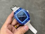 RM Factory Richard Mille RM 055 43mm Blue Crystal White Rubber Strap Skeletonized White Dial - Image 4