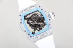 RM Factory Richard Mille RM 055 43mm Transparent Crystal White Rubber Strap Skeletonized Sky Blue Dial - Image 3