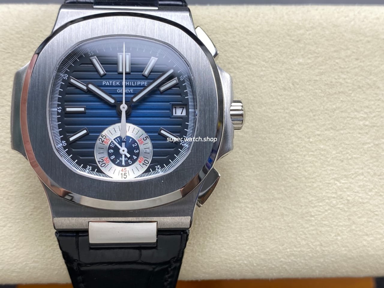 d05b3edf-8cb8-4b61-a73f-e50fbca54dc6.jpg 3K Factory Patek Philippe Nautilus 59801A-001 Leather Strap Blue Dial - Image 1
