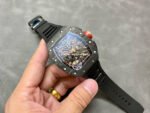 KV Factory Richard Mille RM011-03 44.5mm Carbon Fiber Black Rubber Strap Arabic Numerals Skeletonized Dial - Image 4