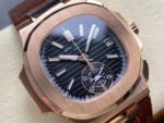 3K Factory Patek Philippe Nautilus 5980 1R-001 Leather Strap Rose Gold Black Dial - Image 2