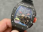 KV Factory Richard Mille RM011-03 44.5mm Carbon Fiber Black Rubber Strap Arabic Numerals Skeletonized Dial - Image 3