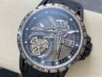 BBR Factory Roger Dubuis Tourbillon Excalibur RDDBEX0815 45mm Titanium Rubber Strap Skeletonized Black Dial - Image 3
