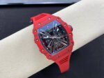RM Factory Richard Mille RM 12-01 39mm Carbon Fiber Red Rubber Strap Skeletonized Black Dial - Image 4
