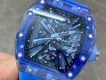 RM Factory Richard Mille RM 12-01 39mm Blue Crystal Blue Rubber Strap Skeletonized Black Dial - Image 3